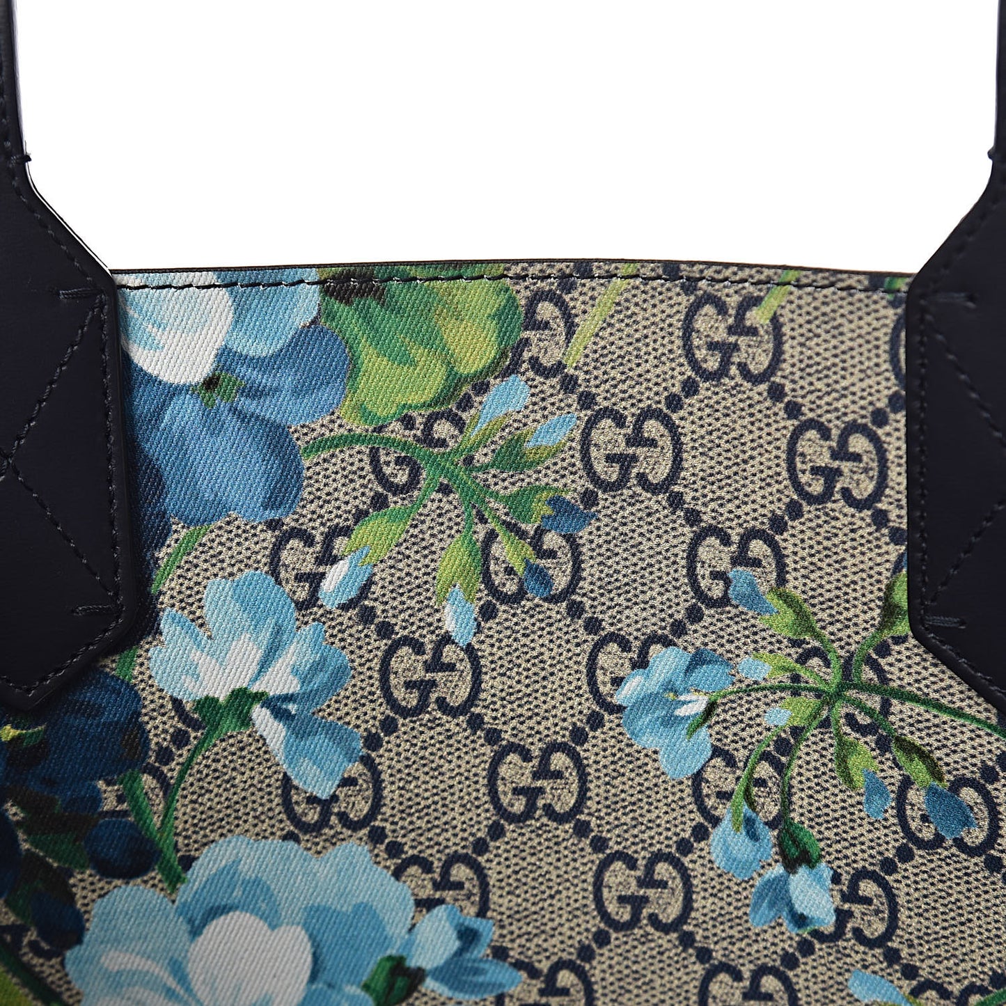 GG Supreme Monogram Blooms Small Reversible Tote Beige Blue Navy