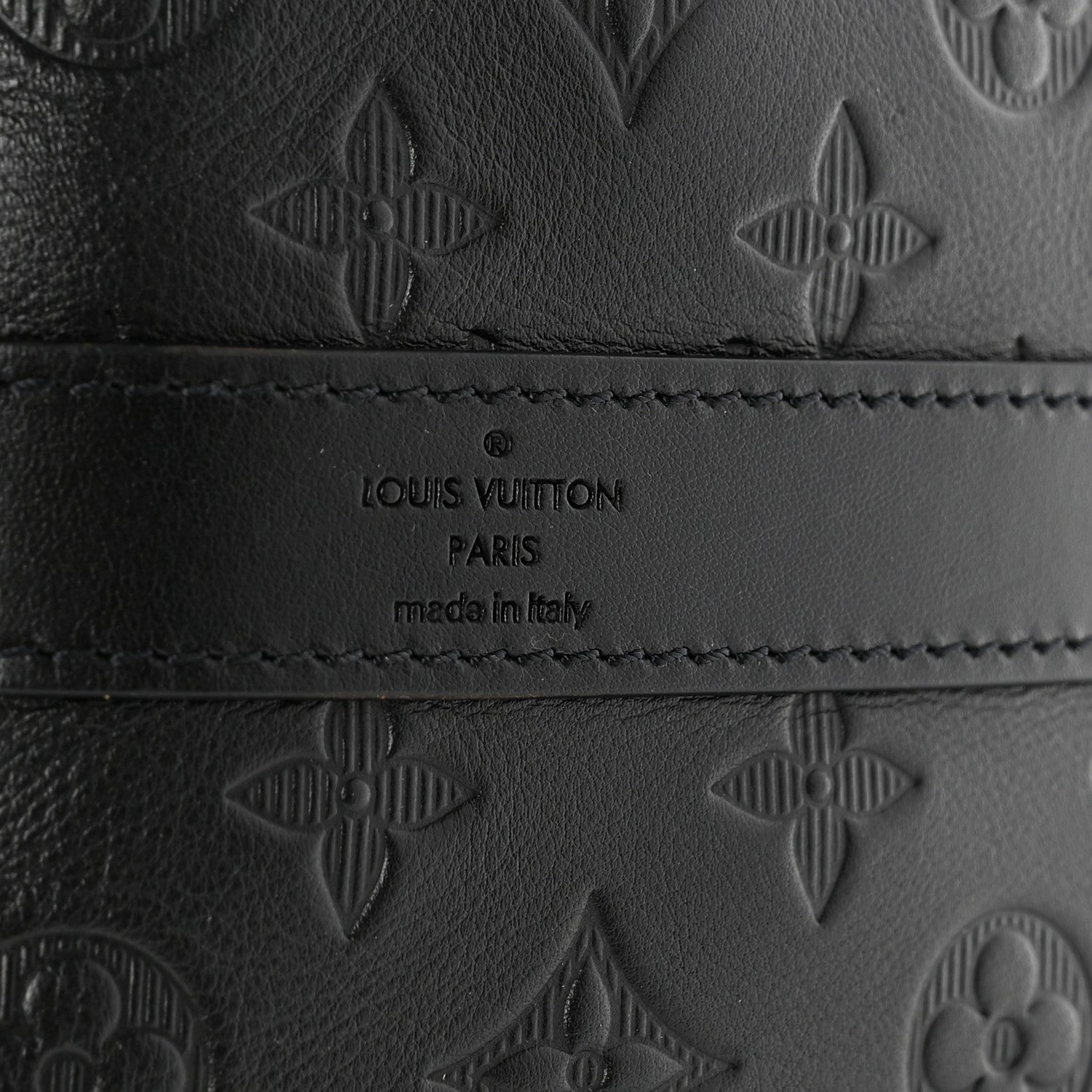 Louis Vuitton Calfskin Shadow Monogram Keepall Bandouliere 50 Black 5 of 8