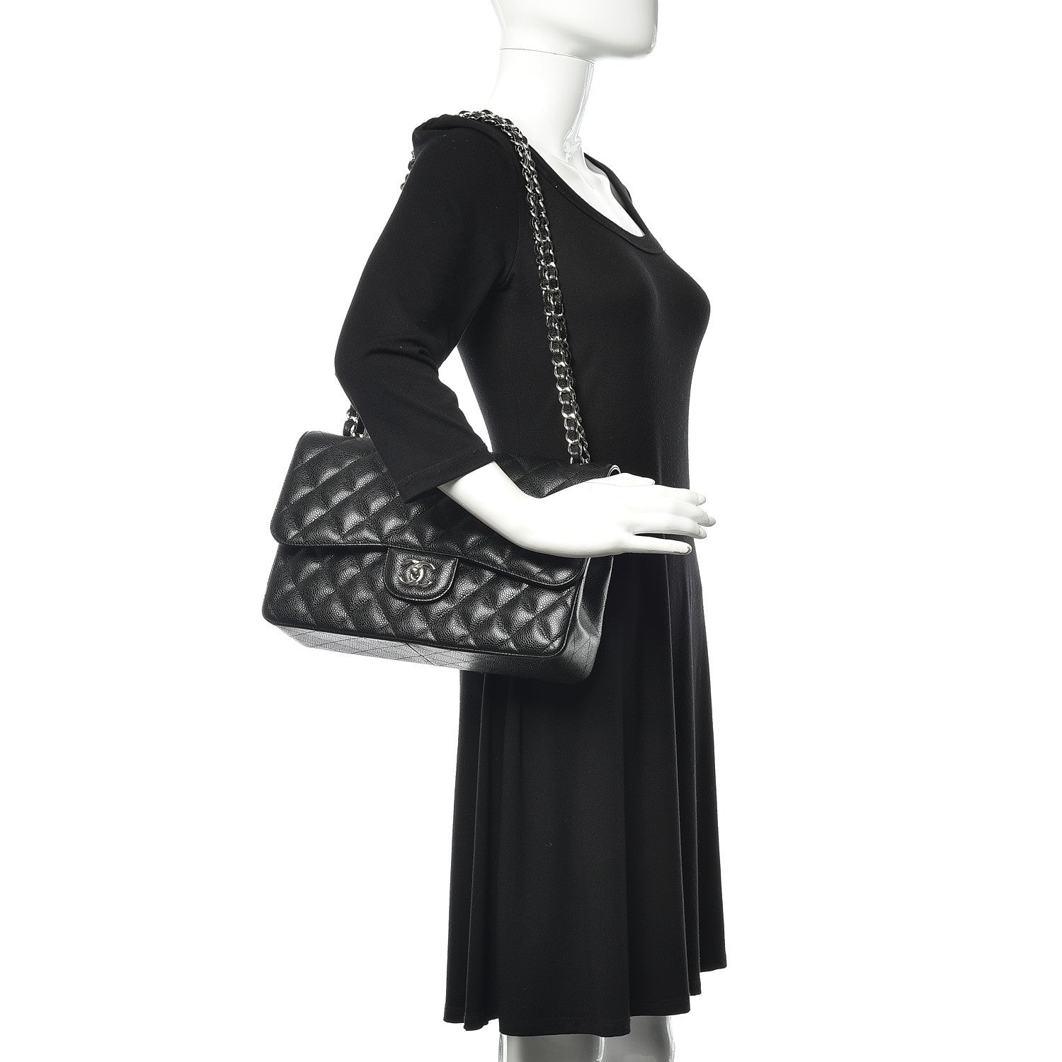 Chanel Caviar Quilted Jumbo Double Flap Black 2 of 12
