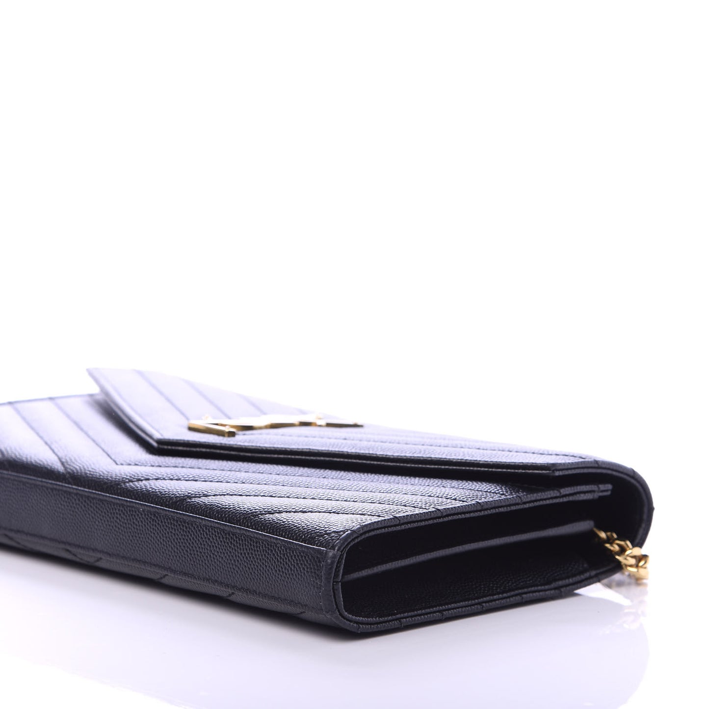Grain De Poudre Matelasse Chevron Monogram Chain Wallet Black