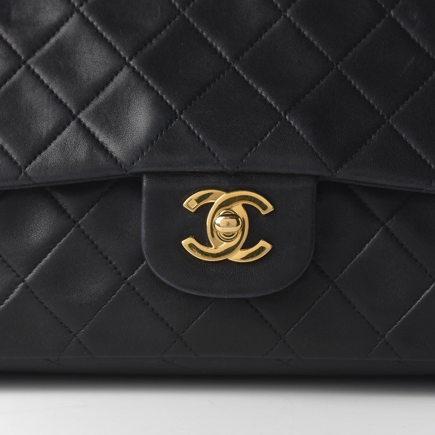 Lambskin Quilted Medium Double Flap Black