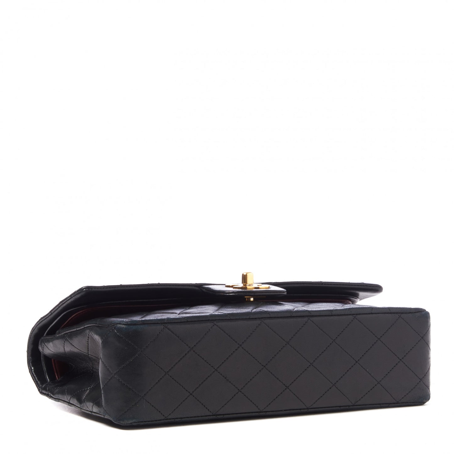 Lambskin Quilted Medium Double Flap Black