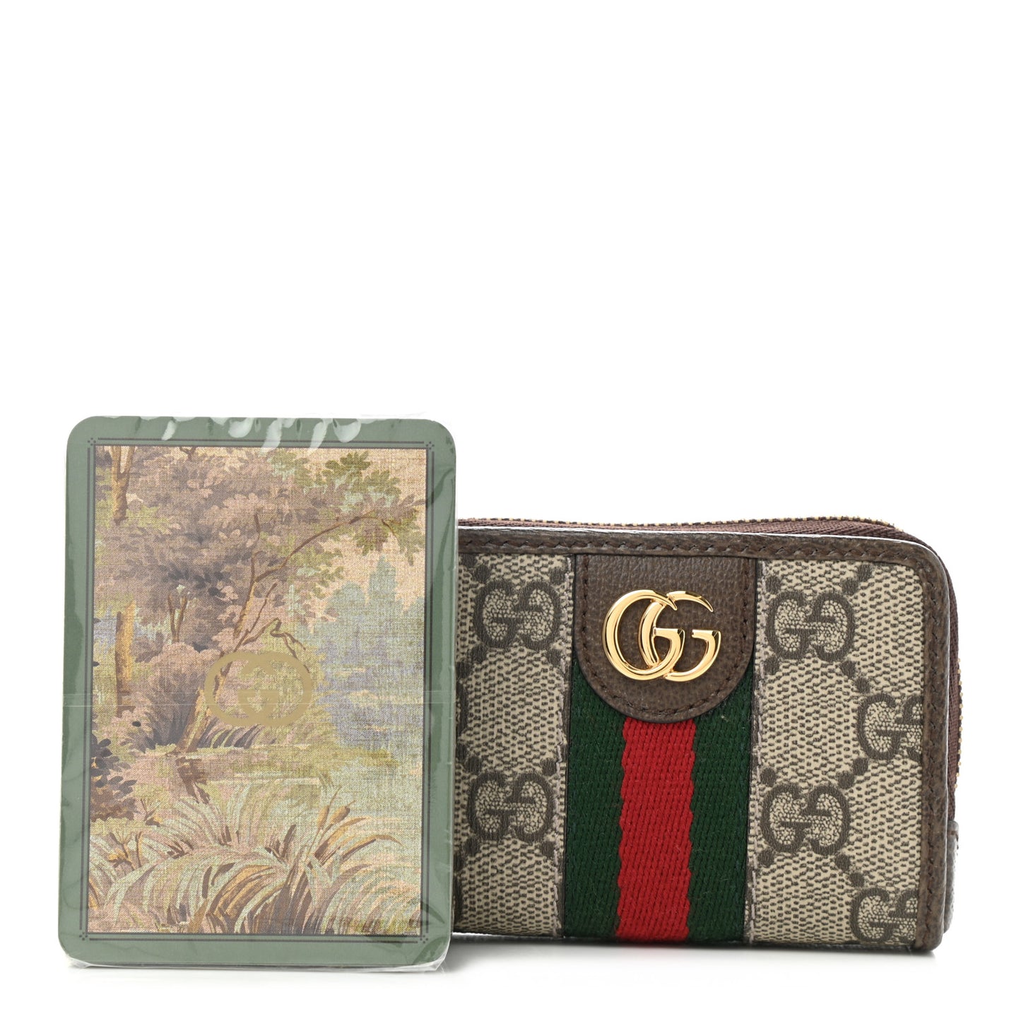 GG Supreme Monogram Web Ophidia Playing Card Case Beige New Acero