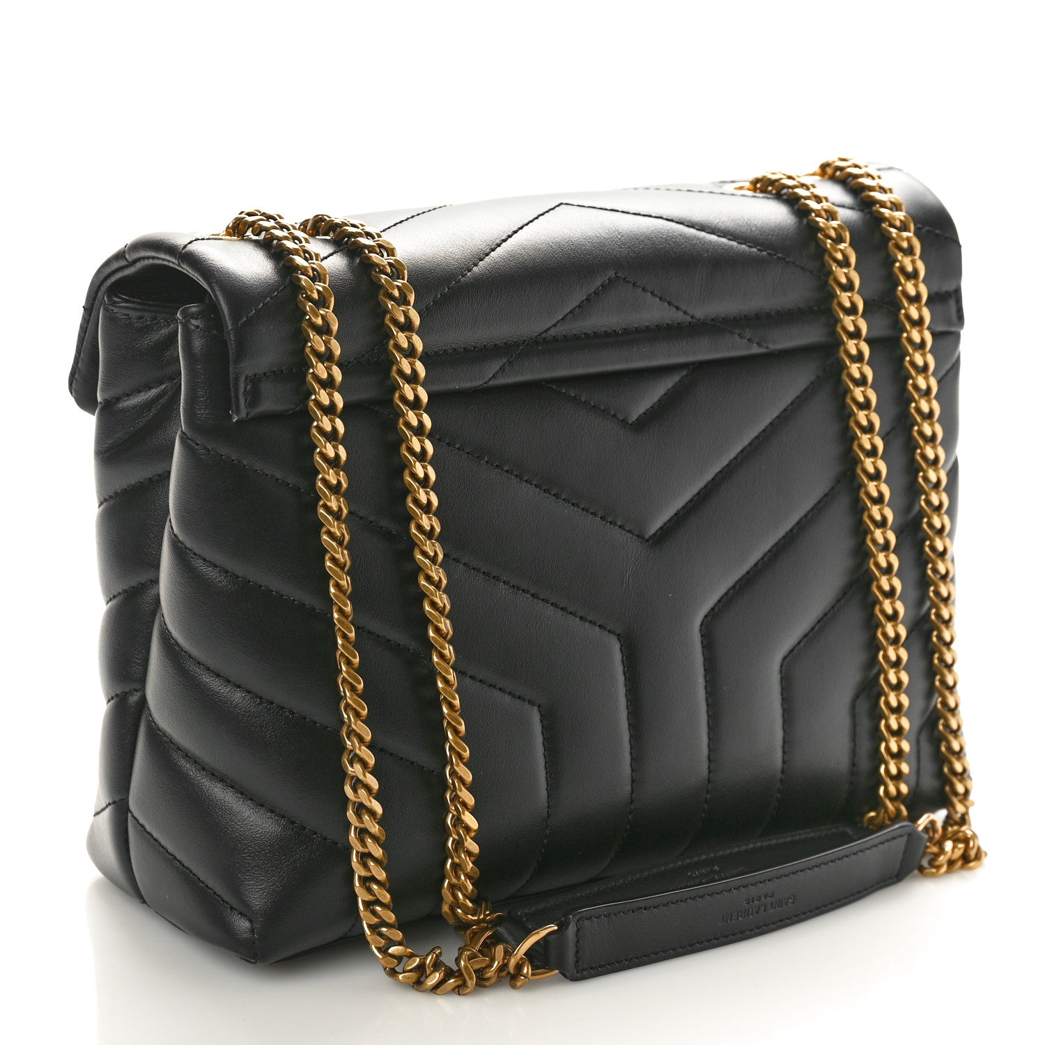 Saint Laurent Calfskin Y Quilted Monogram Small Loulou Chain Satchel Black 2 of 10