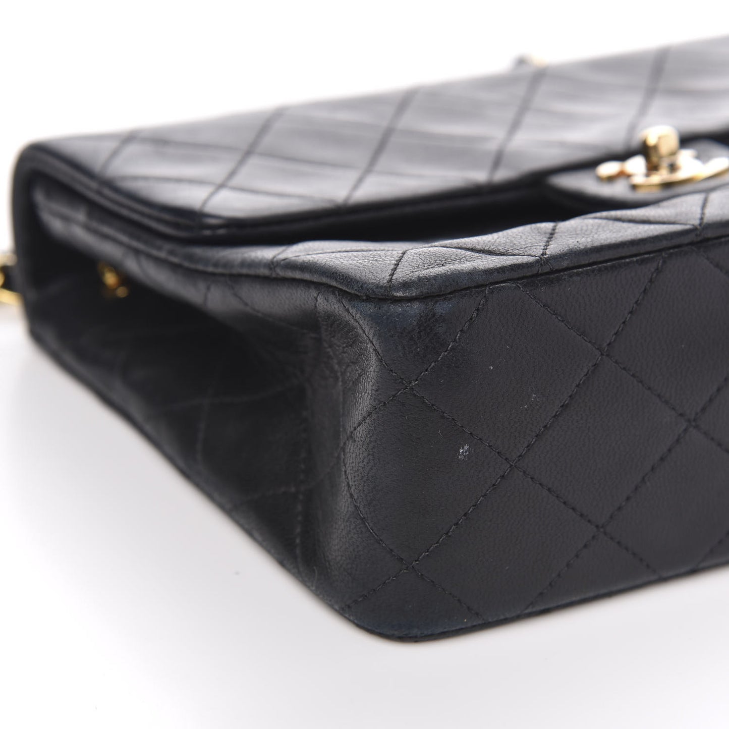 Lambskin Quilted Mini Square Flap Bag Black