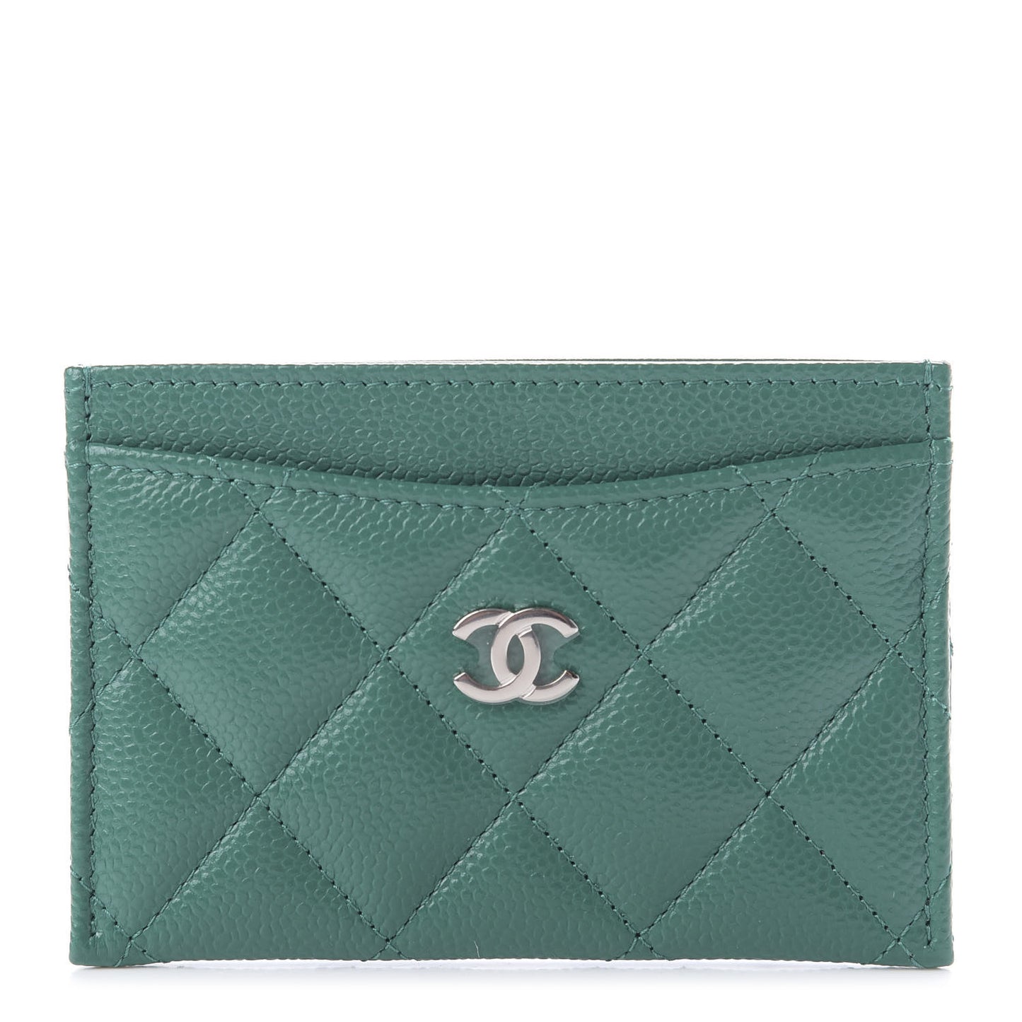 Caviar Quilted Card Holder Green