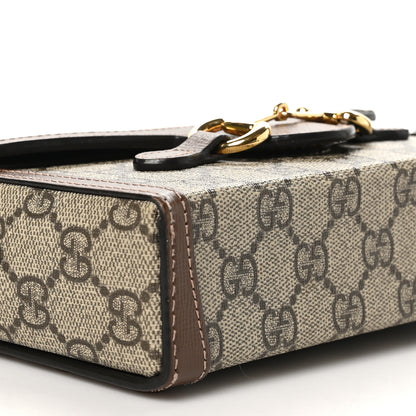 Gucci GG Supreme Monogram Mini Horsebit 1955 Shoulder Bag Beige Brown Sugar 9 of 11