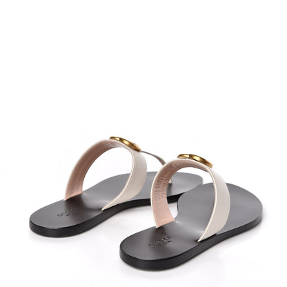 Gucci Calfskin GG Marmont Thong Sandals 38 Mystic White 4 of 8