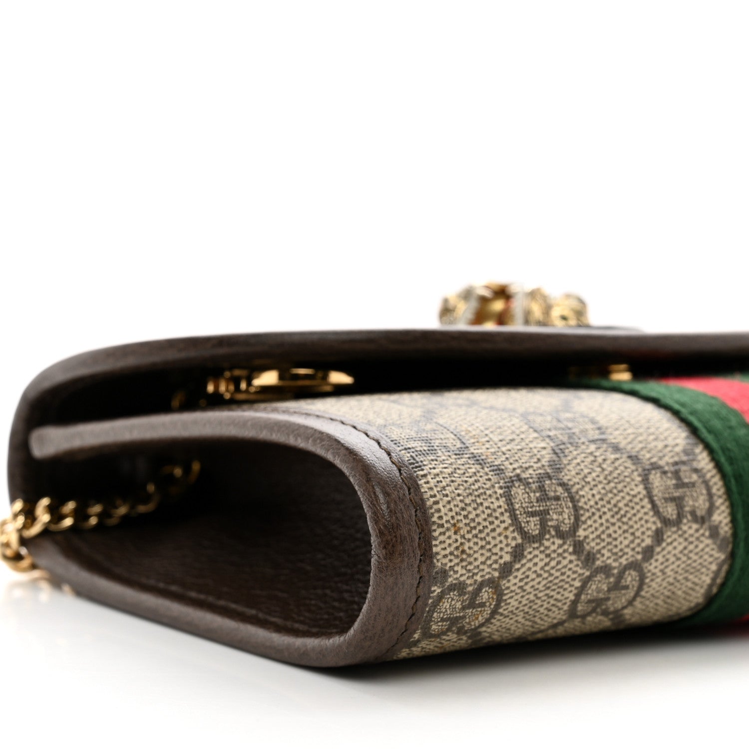 Gucci GG Supreme Monogram Web Mini Rajah Slim Flap Shoulder Bag Beige New Acero 9 of 10
