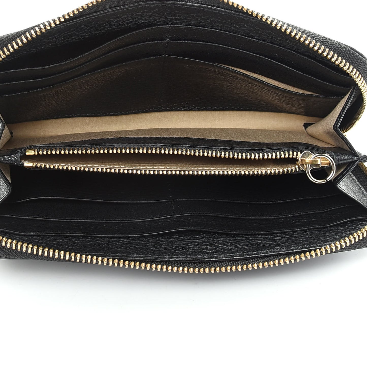 Calfskin Lily Zip Around Wallet Black