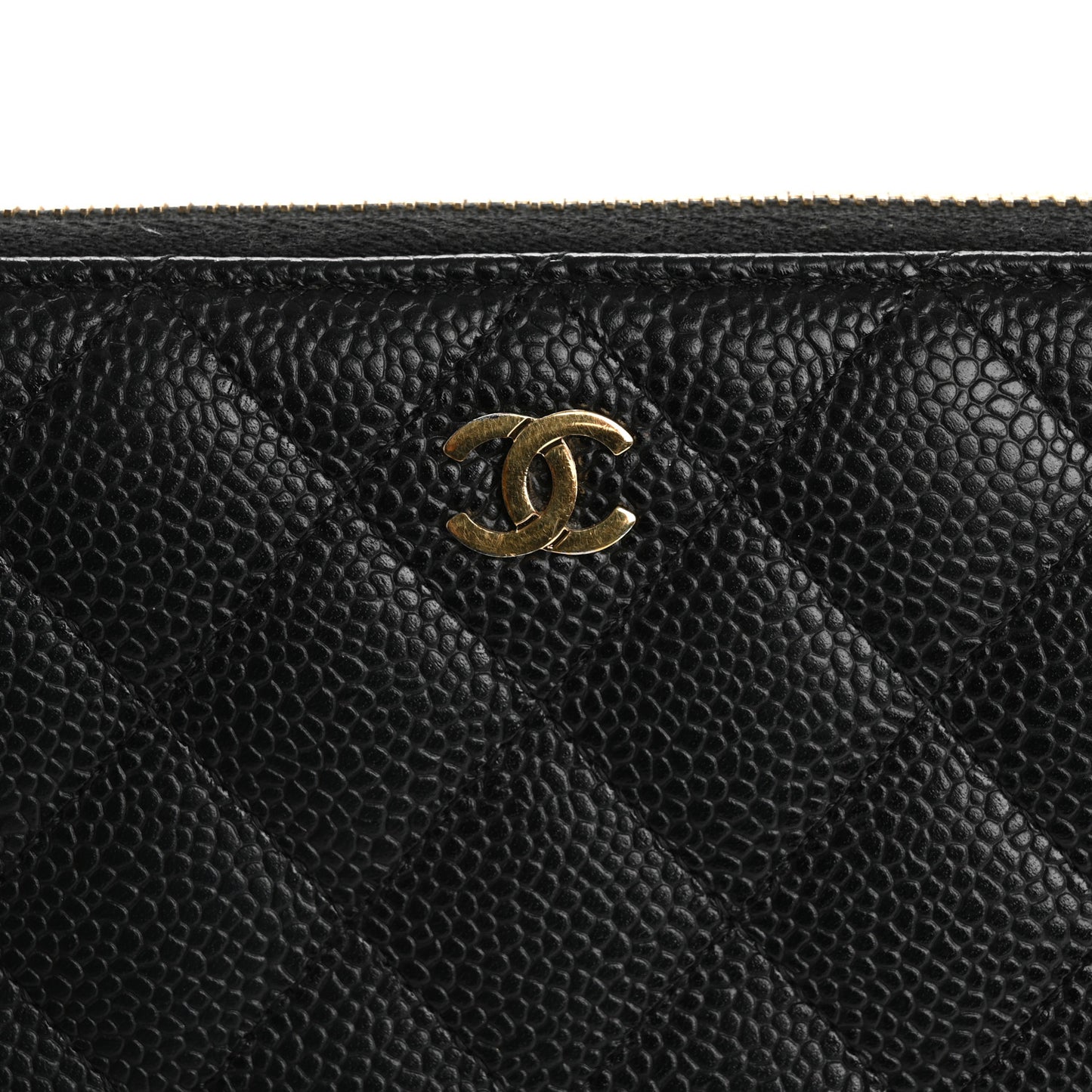 Caviar Quilted Large Gusset Zip Around Wallet Black