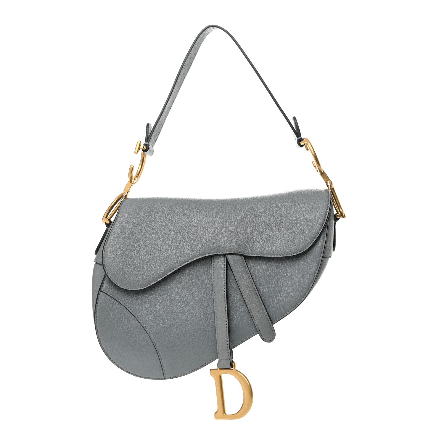 Christian Dior Grained Calfskin Saddle Bag Grey Stone 1 of 12
