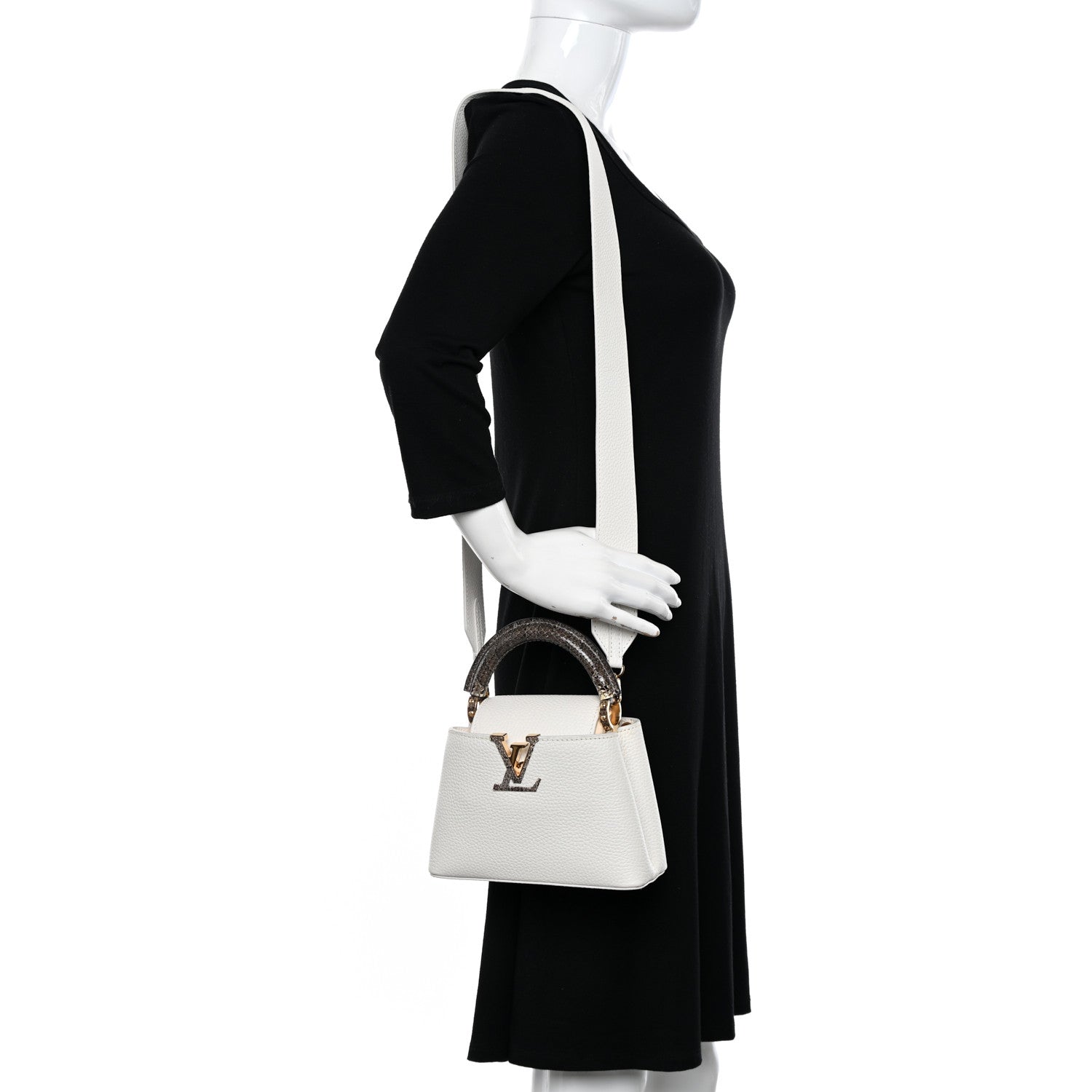 Louis Vuitton Taurillon Snakeskin Capucines Mini White 2 of 9