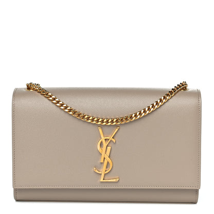 Saint Laurent Grain De Poudre Medium Monogram Kate Satchel Dark Beige 1 of 11