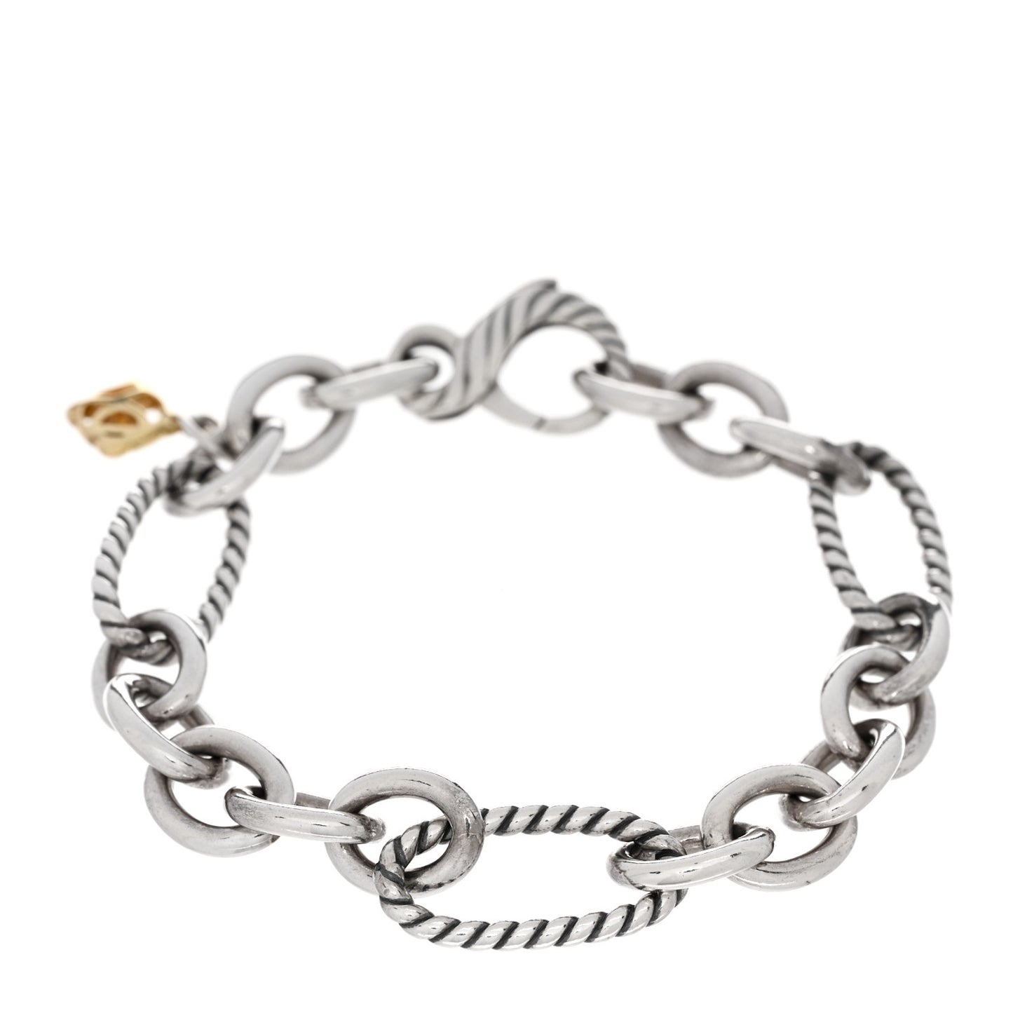 Sterling Silver 18K Yellow Gold Elongated Link Chain Bracelet