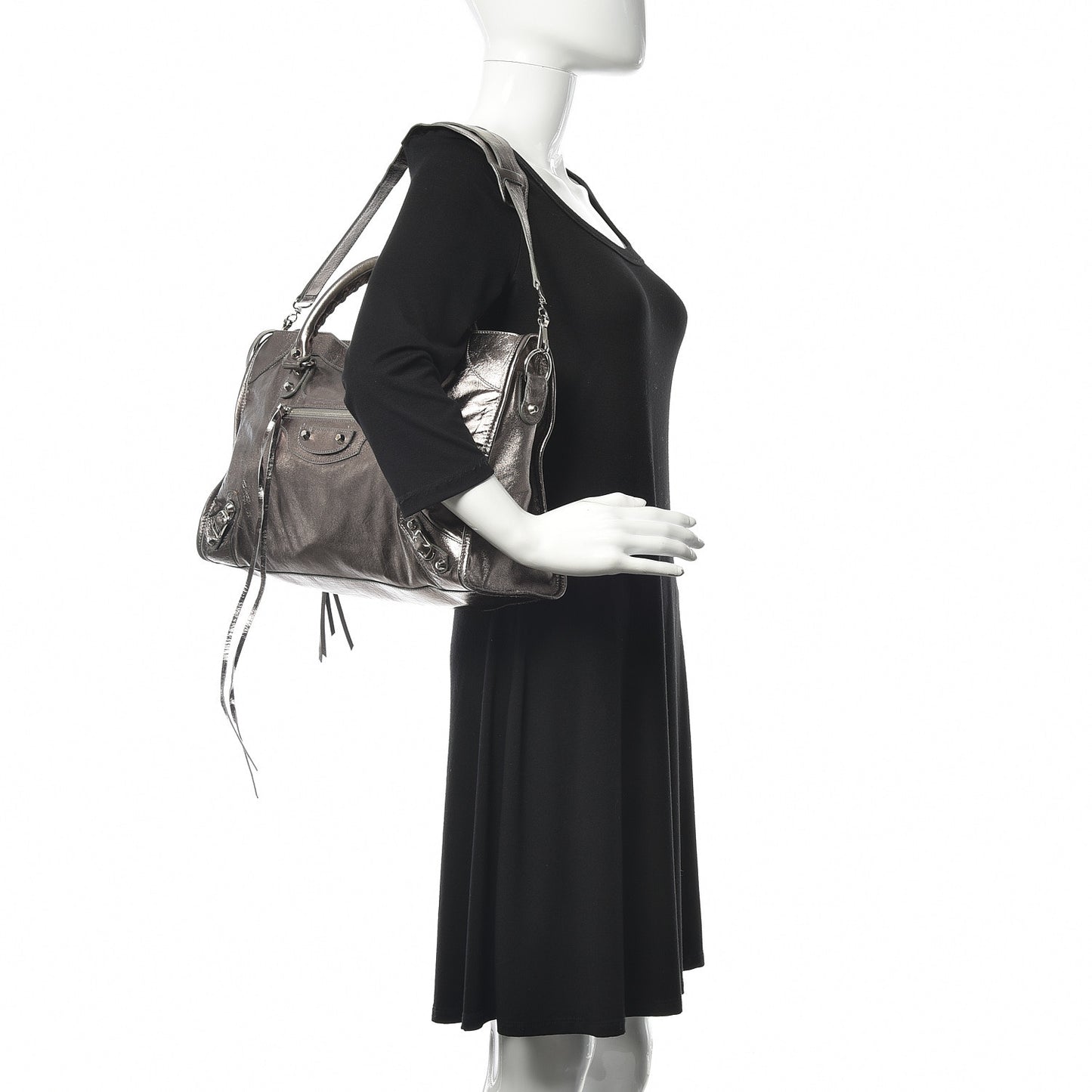 Metallic Agneau Classic Silver Hardware City Pewter