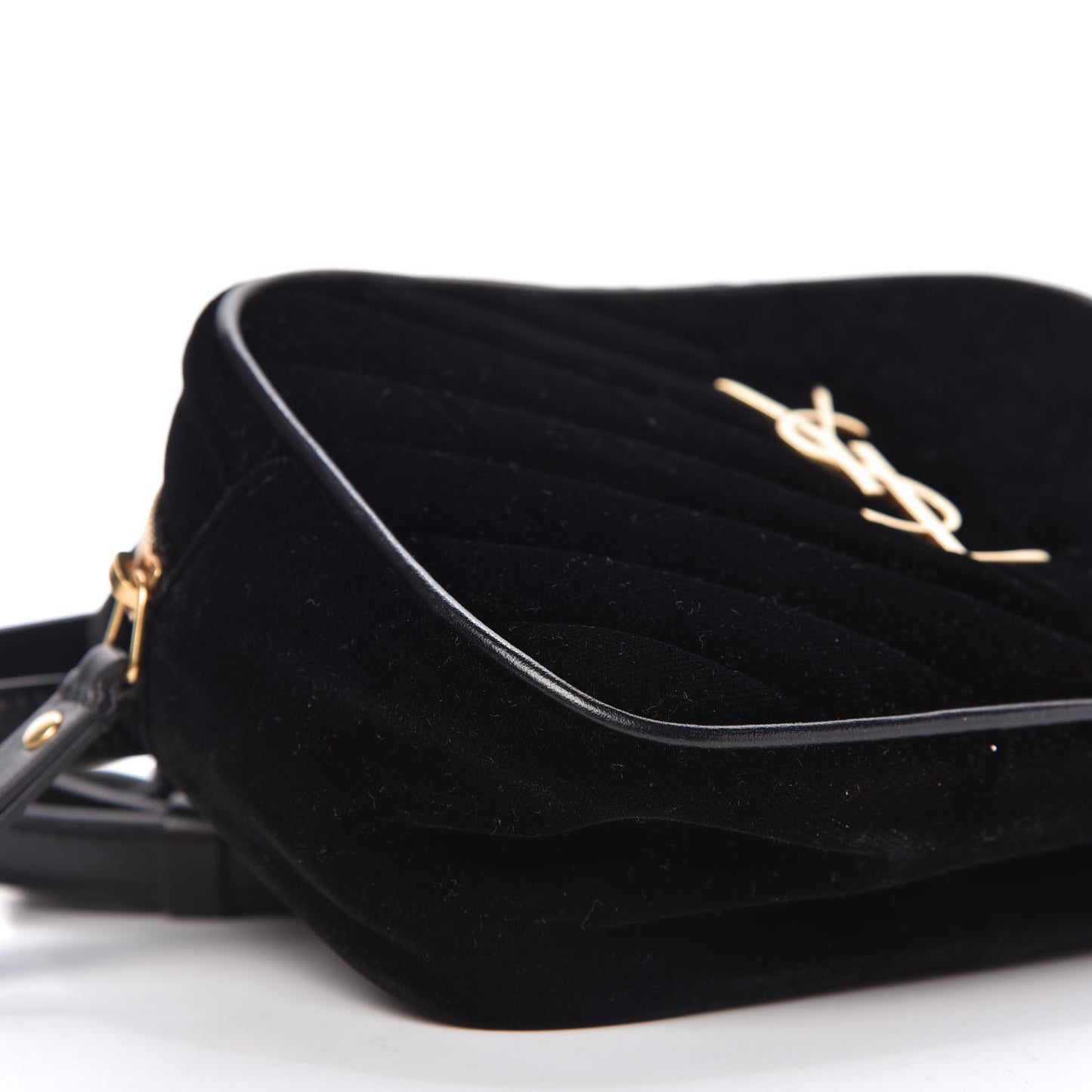 Velour Matelasse Monogram Lou Camera Bag Black