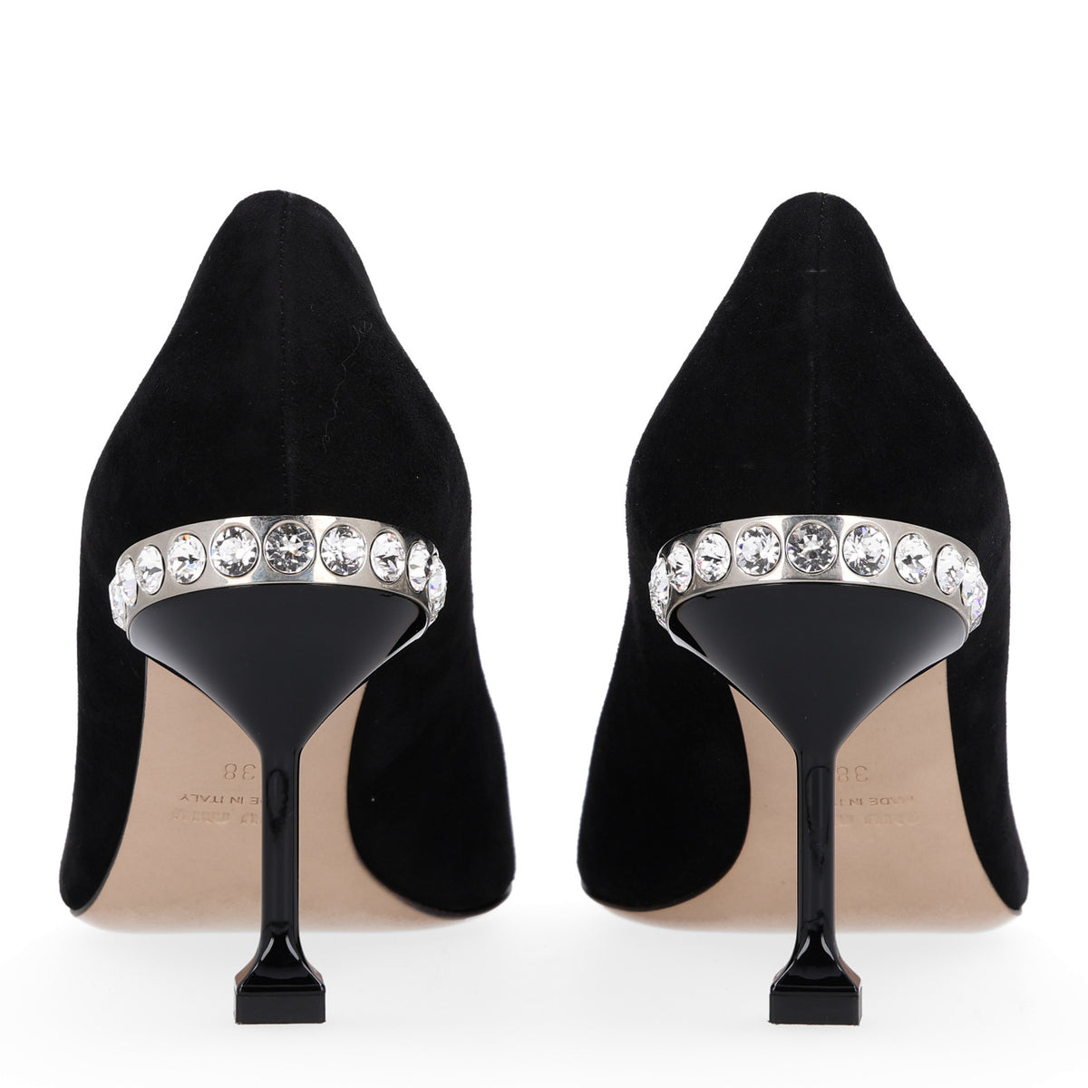 Suede Crystal Pumps 37 Black
