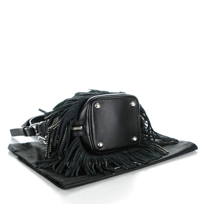 Saint Laurent Calfskin Studded Small Emmanuelle Fringe Bucket Bag Black 4 of 7