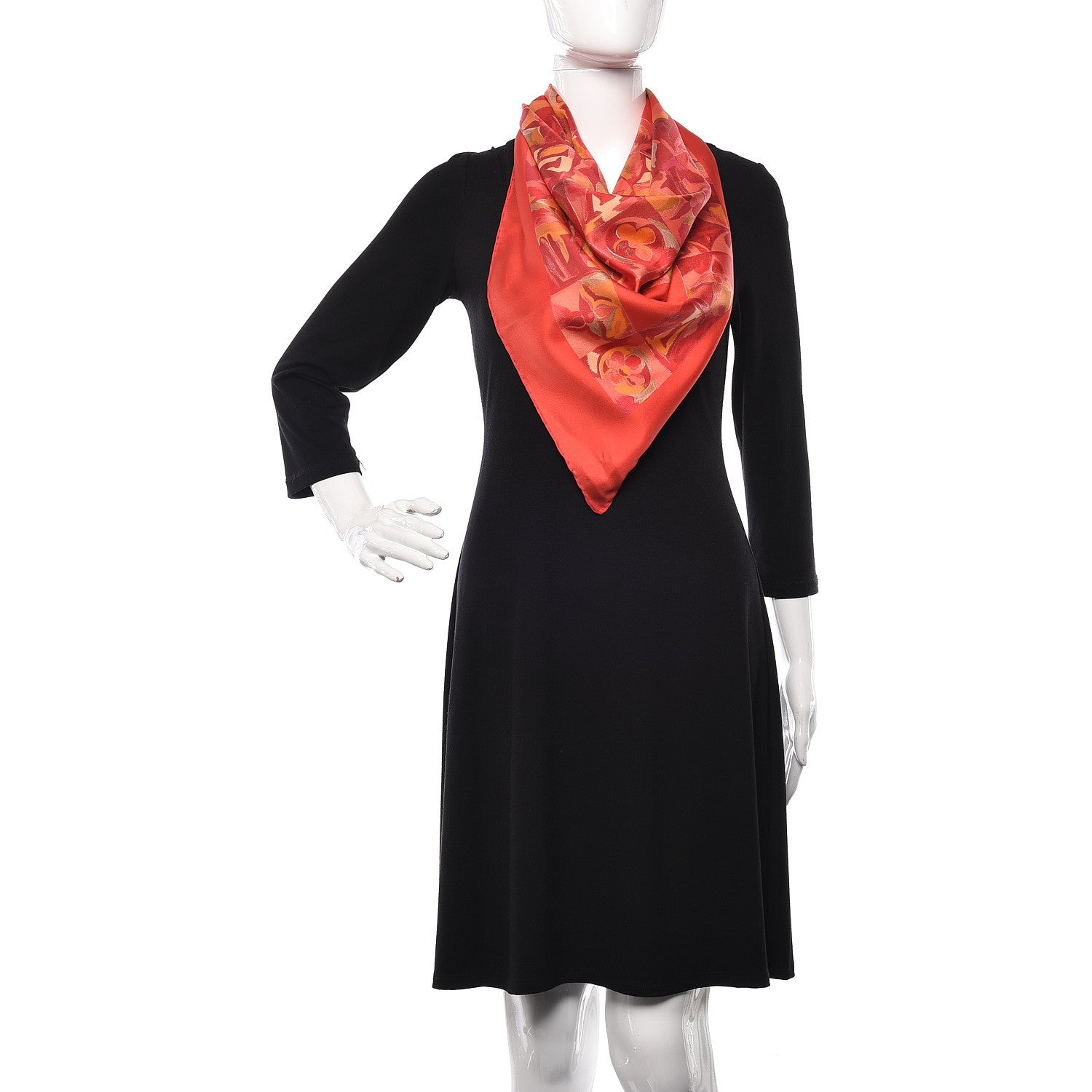 Louis Vuitton Silk Au Fil De Temps Square Scarf Red 2 of 5