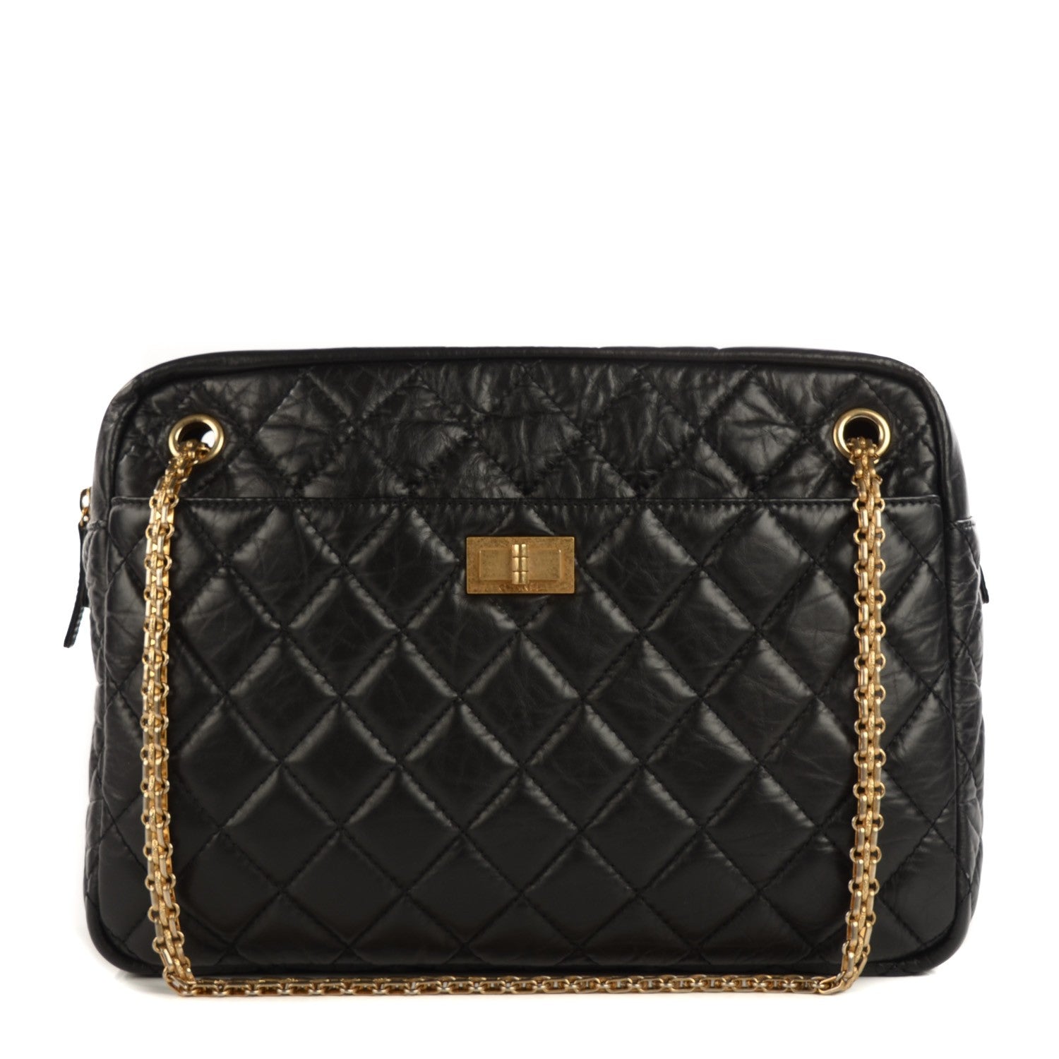 Chanel Aged Calfskin Quilted Large Reissue Camera Case Black 1 of 8