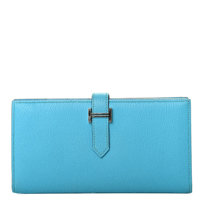 Hermes Chevre Mysore Bearn Gusset Wallet Bleu Azteque 1 of 8