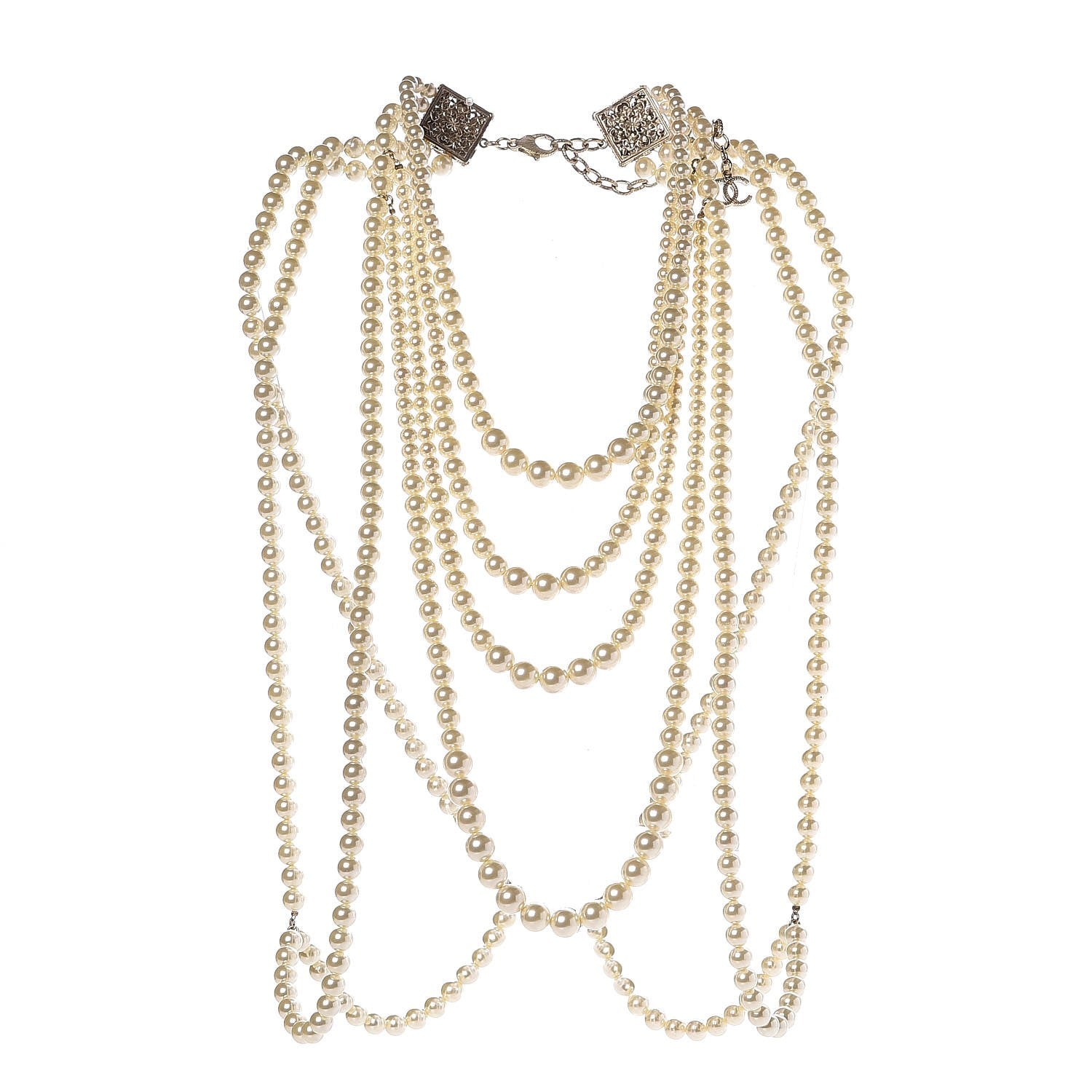 Chanel Pearl Gripoix Poured Glass CC Harness Gold 1 of 6