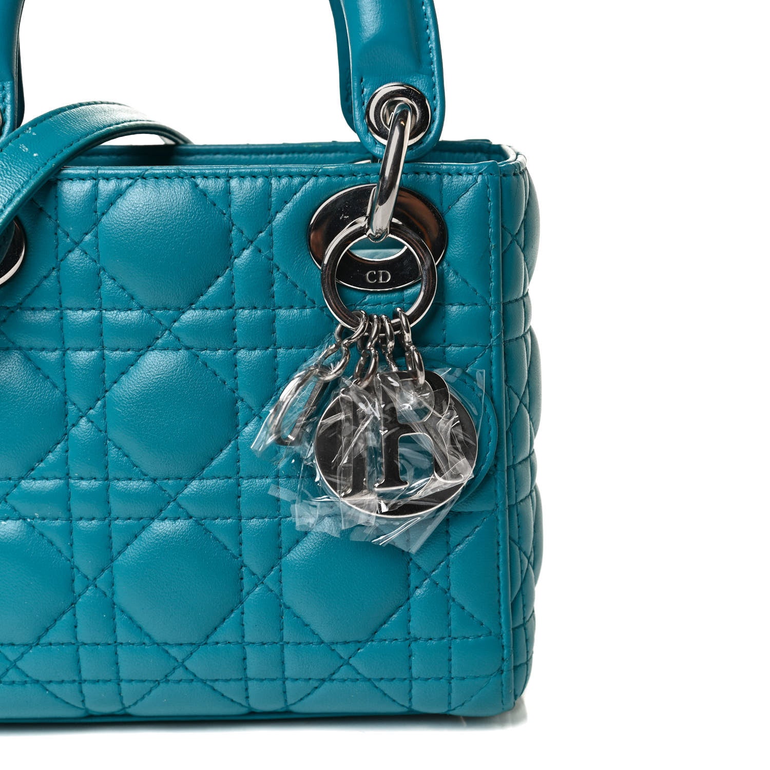 Christian Dior Lambskin Cannage Mini Lady Dior Turquoise 10 of 17
