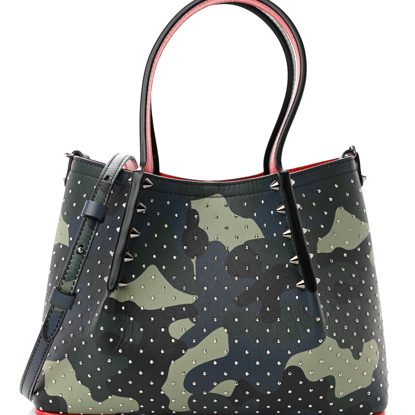 Calfskin Loubi Camouflage Spiked Mini Cabarock Shopper Tote Multicolor