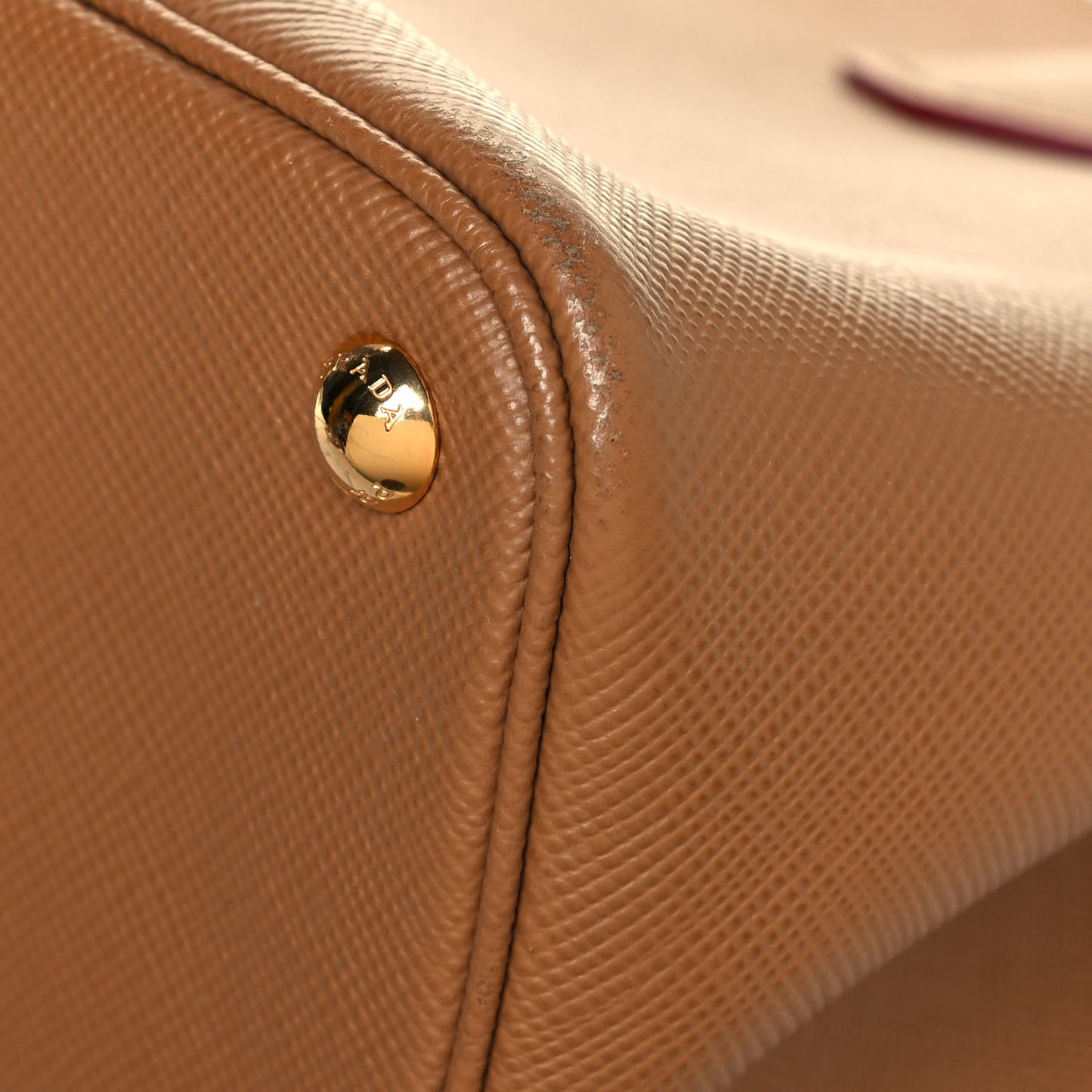 Saffiano Cuir Small Double Bag Caramel Fuoco