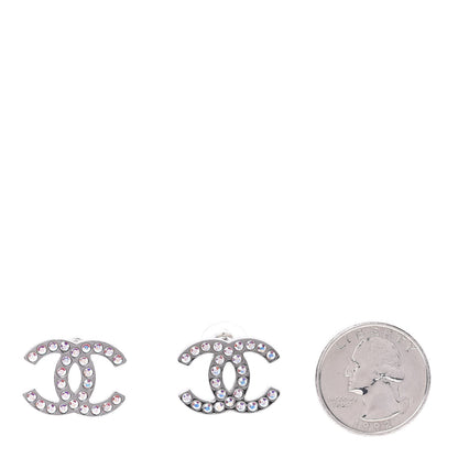 Chanel Iridescent Crystal CC Earrings Silver Multicolor 2 of 4