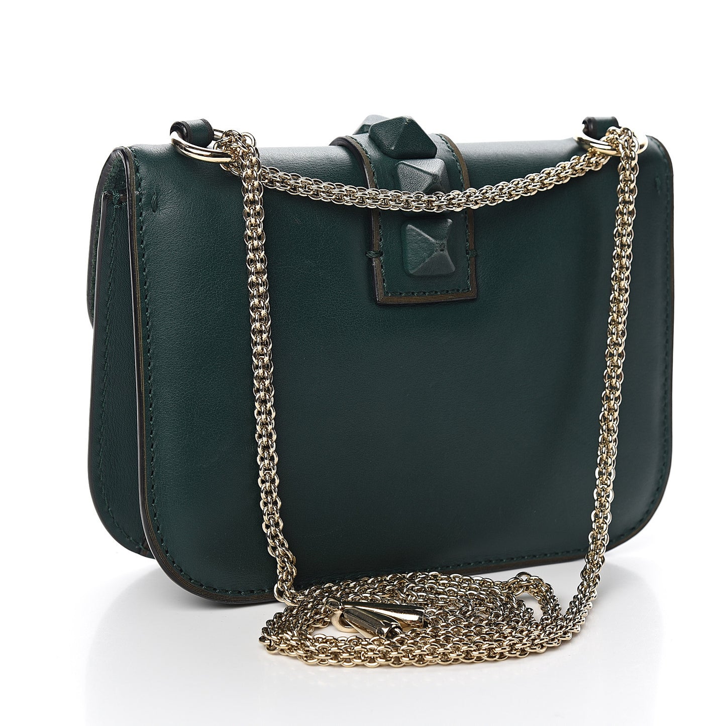 Vitello Small Glam Lock Rockstud Flap Light Emerald