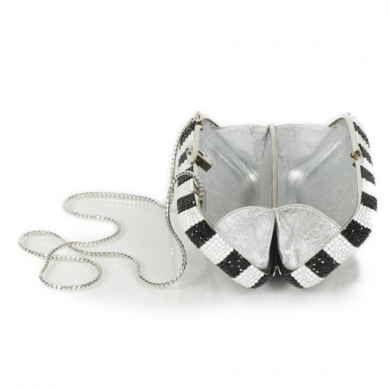 Crystal Starburst Clutch Black White