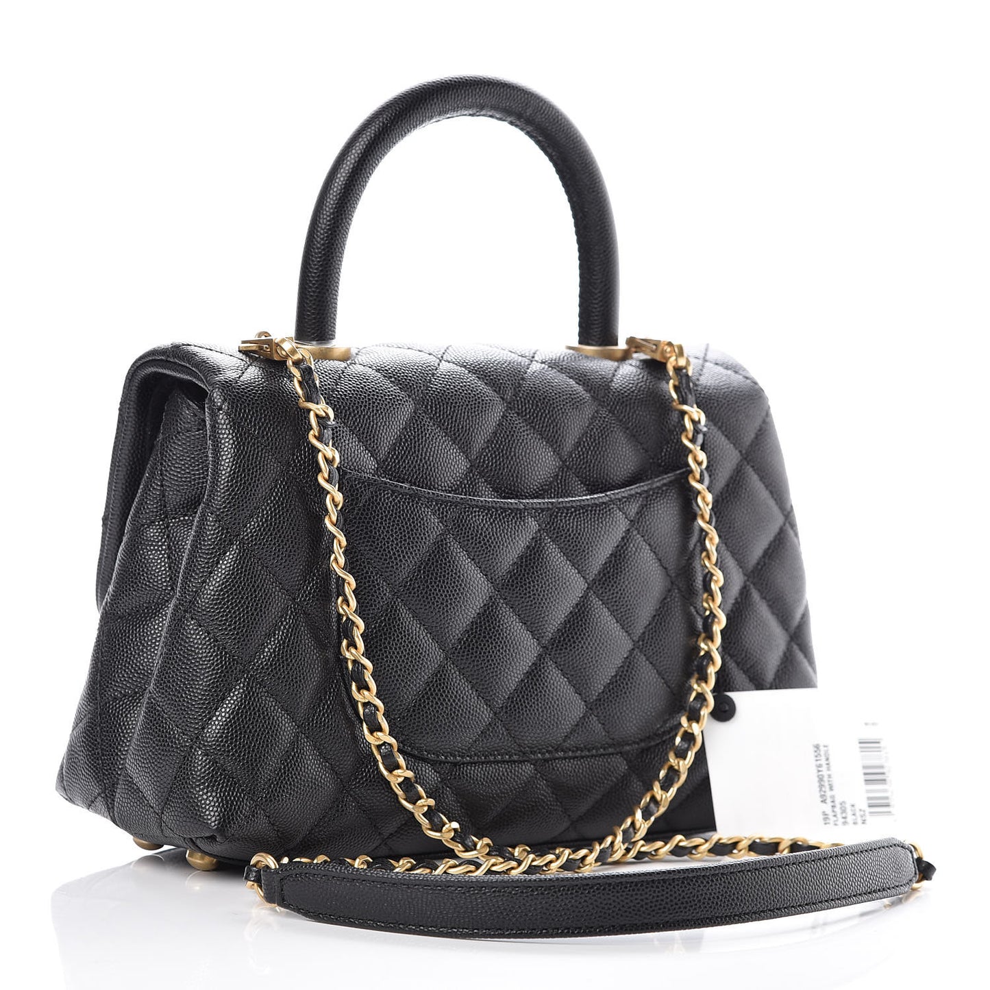 Caviar Quilted Mini Coco Handle Flap Black