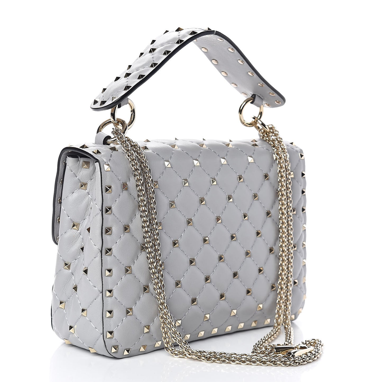 Nappa Medium Rockstud Spike Shoulder Bag Pastel Grey