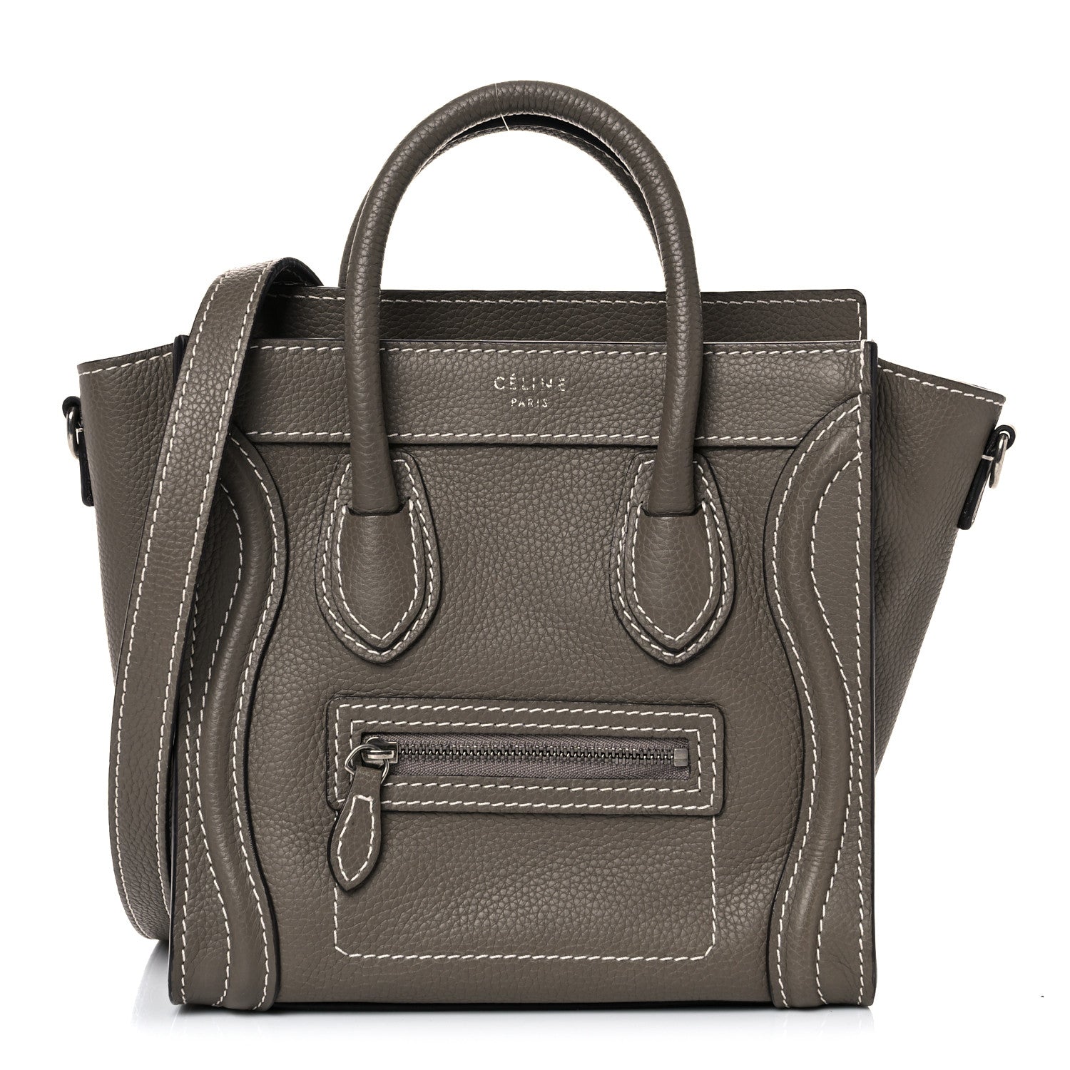 Celine Drummed Calfskin Nano Luggage Souris 1 of 17