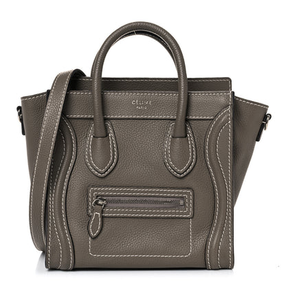 Celine Drummed Calfskin Nano Luggage Souris 1 of 17