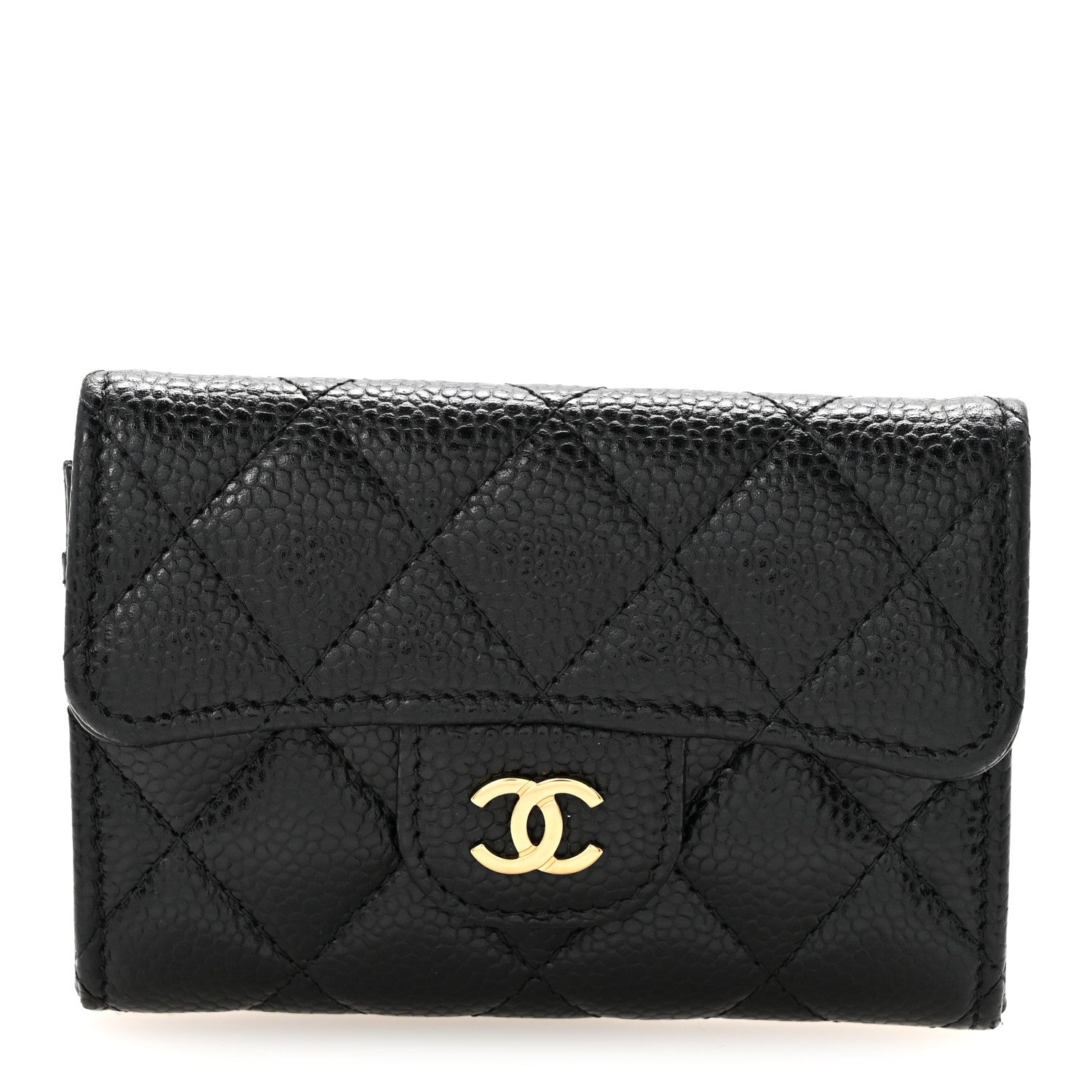 Chanel Caviar Quilted Flap Card Holder Wallet Black Black 1 of 12