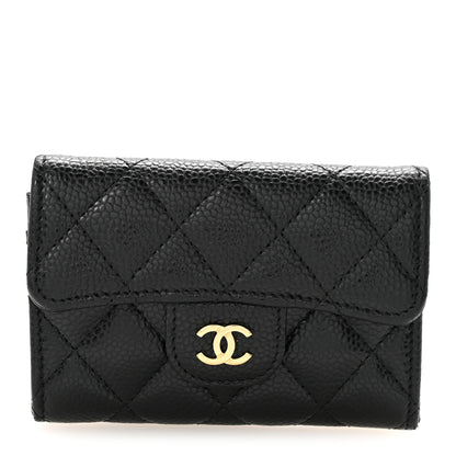 Chanel Caviar Quilted Flap Card Holder Wallet Black Black 1 of 12