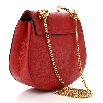 Chloe Grained Lambskin Mini Drew Shoulder Bag Plaid Red 3 of 9