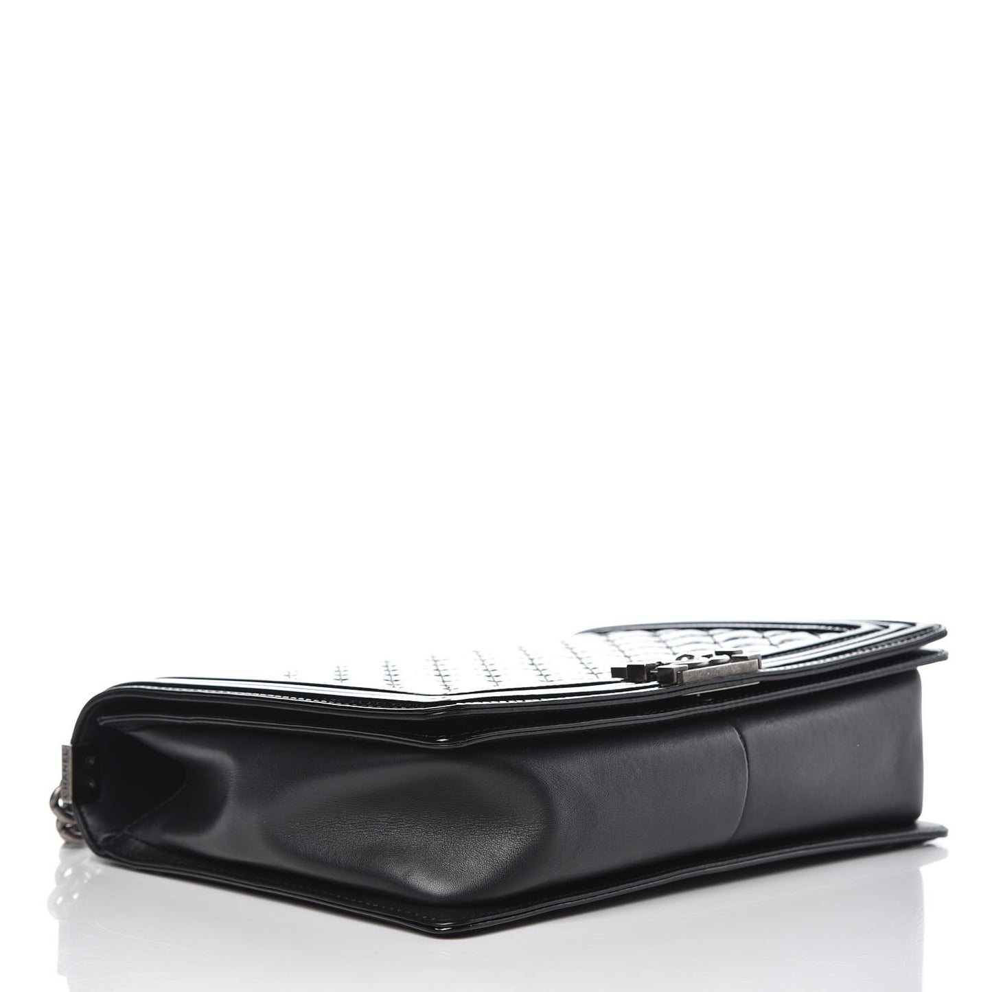Patent Quilted Large Boy Flap Black