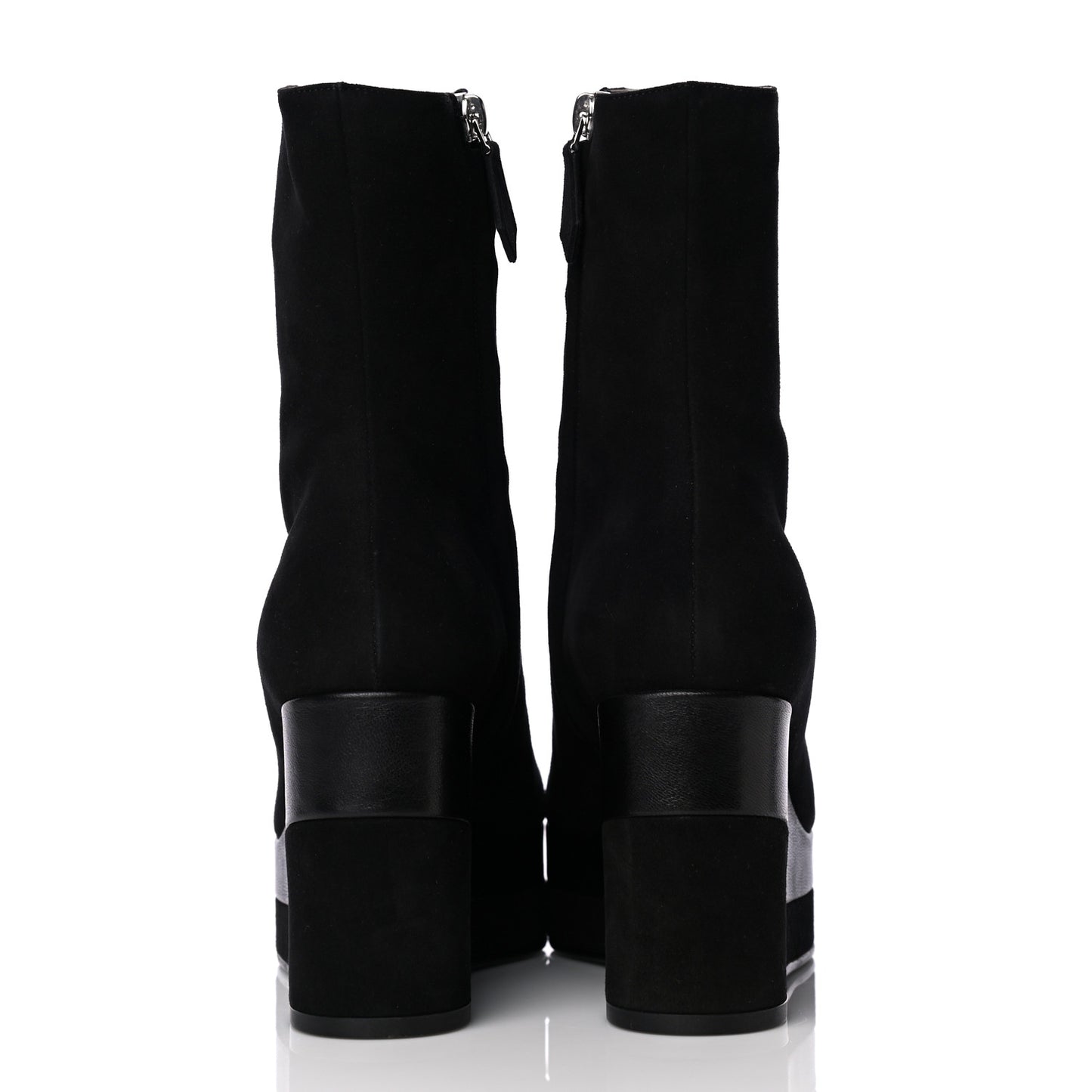 Suede Goatskin Womens Wedge Boot 36.5 Black