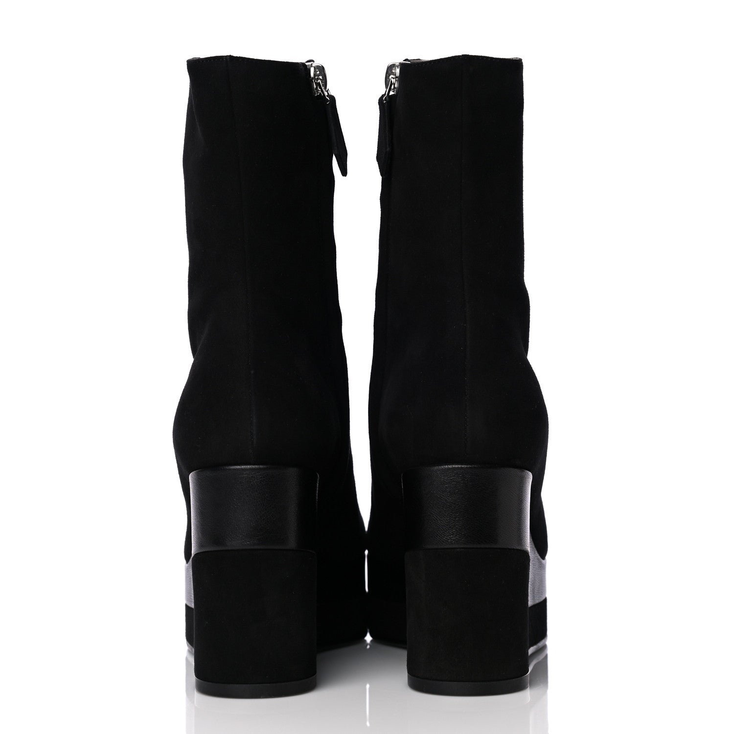 Hermes Suede Goatskin Womens Wedge Boot 36.5 Black 5 of 10