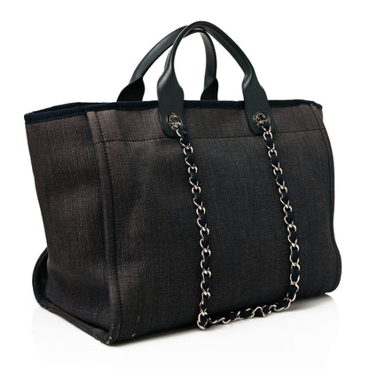 Chanel Denim Medium Deauville Tote Dark Blue 3 of 14