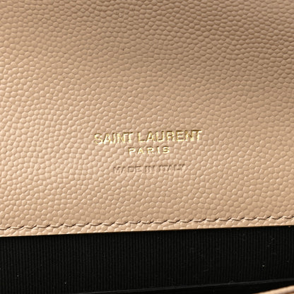Saint Laurent Grain De Poudre Matelasse Chevron Monogram Envelope Clutch Dark Beige 7 of 10
