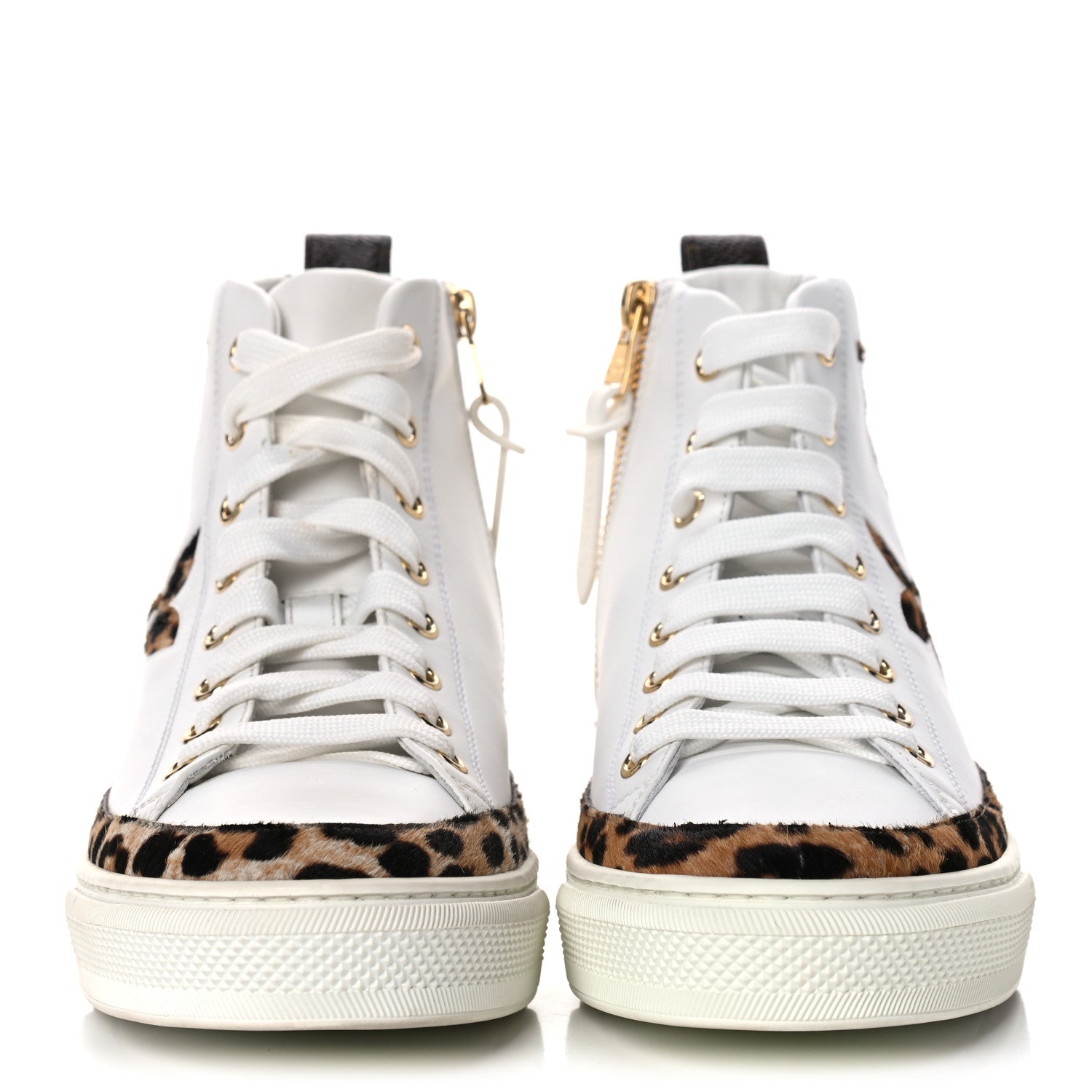 Louis Vuitton Pony Hair Leopard Calfskin Monogram Giant Stellar Sneaker Boots 38 White 2 of 9
