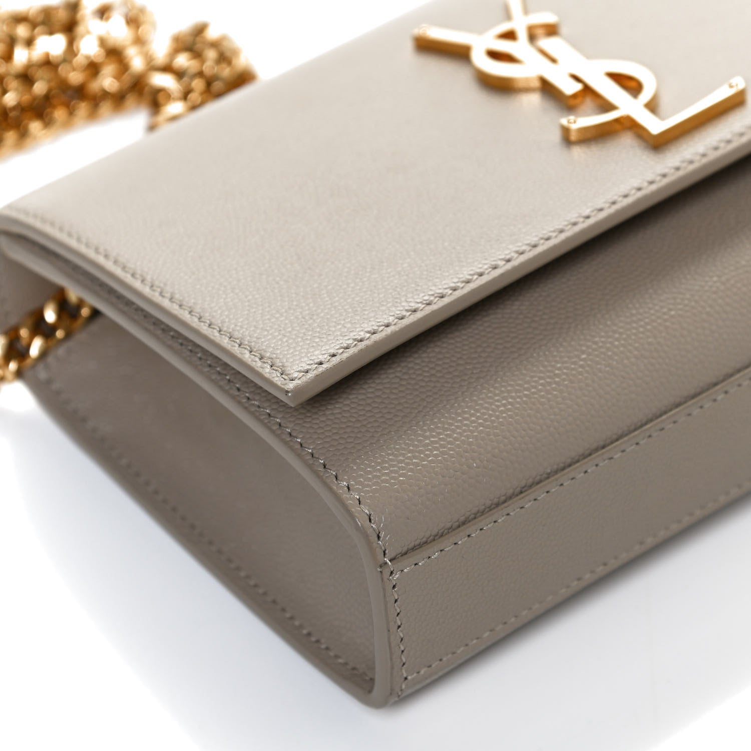 Saint Laurent Grain De Poudre Small Monogram Kate Satchel Sea Salt 13 of 13