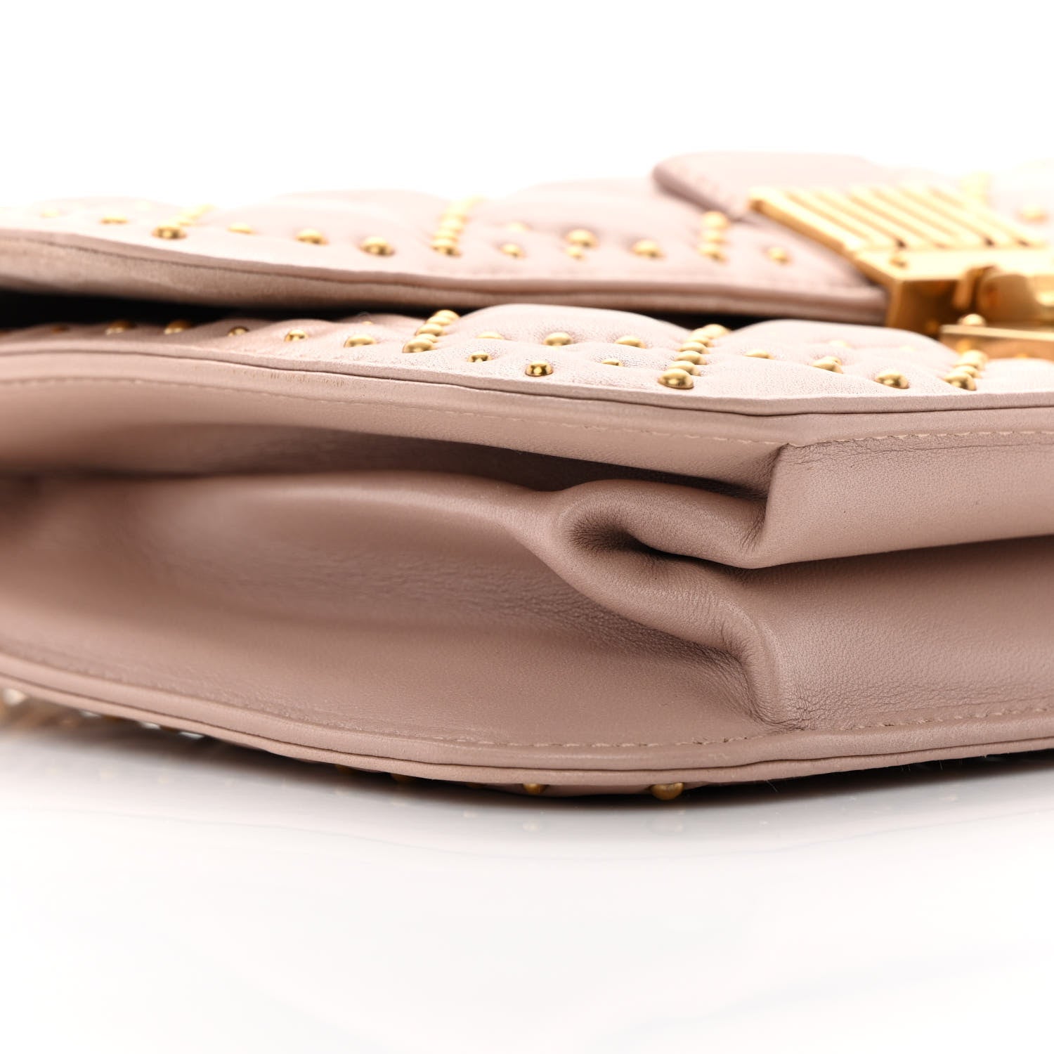 Christian Dior Lambskin Cannage Studded Large Dioraddict Flap Bag Nude 9 of 12