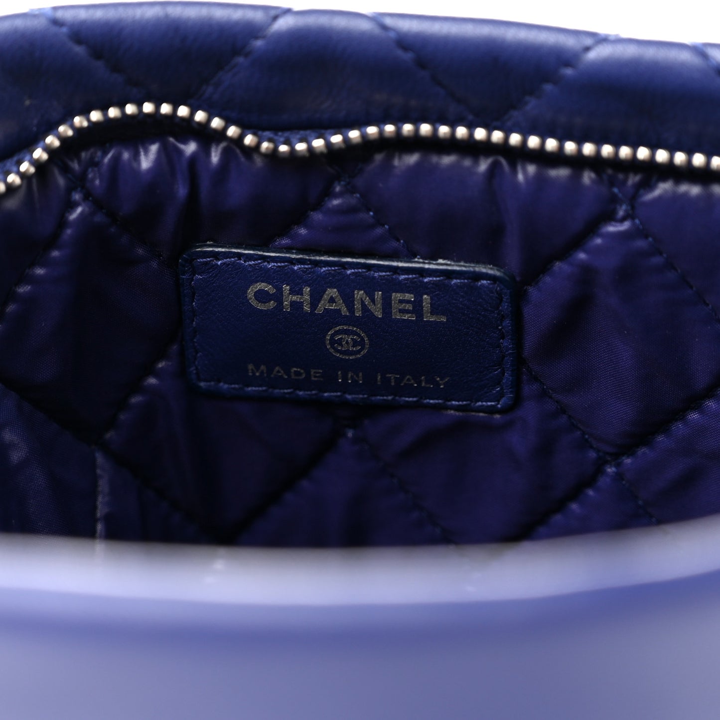 Lambskin Quilted CC Beauty Clutch Blue