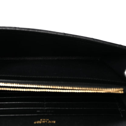 Saint Laurent Grain De Poudre Matelasse Chevron Monogram Chain Wallet Black 5 of 9